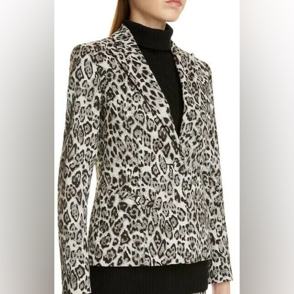 ERDEM Iris Leopard Jacquard Single Breasted Blazer NEW Size 8 Rare